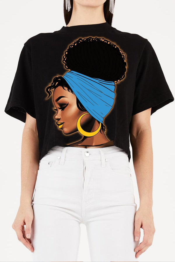Cute Ebony Chic Afro Cropped Tee