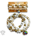 Mixed white bead bracelet with Austrian crystal