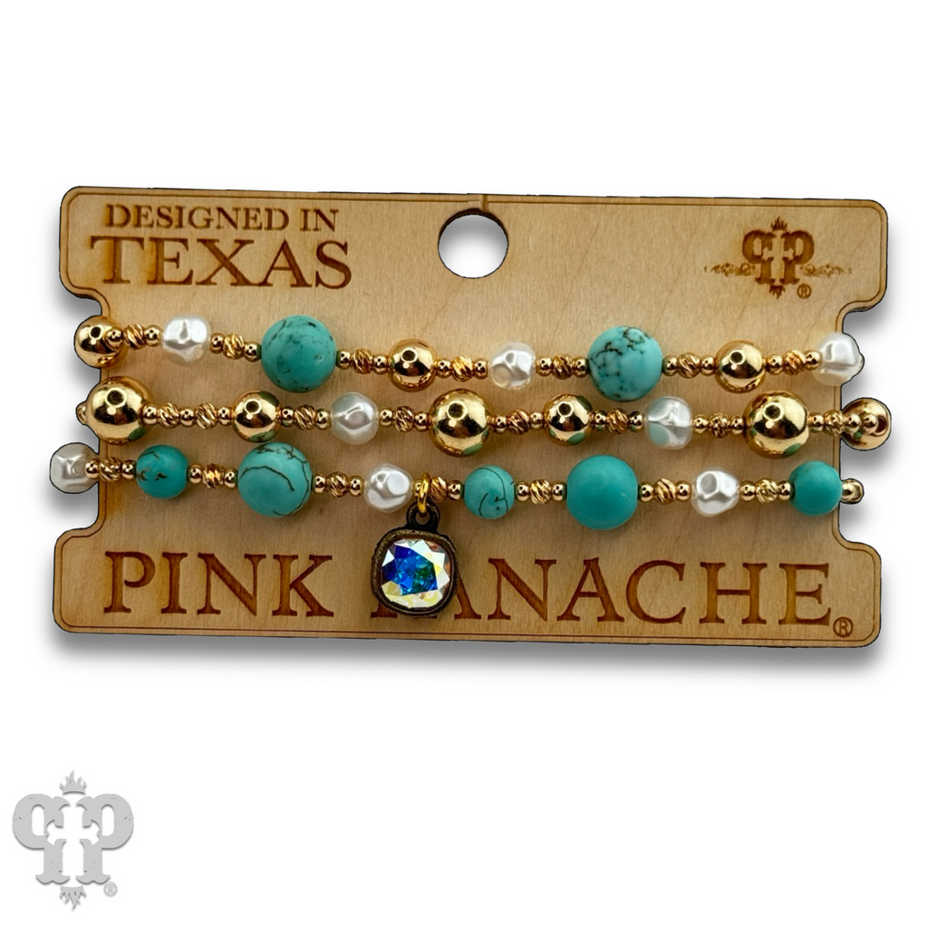 Turquoise and gold bracelet with Austrian crystal