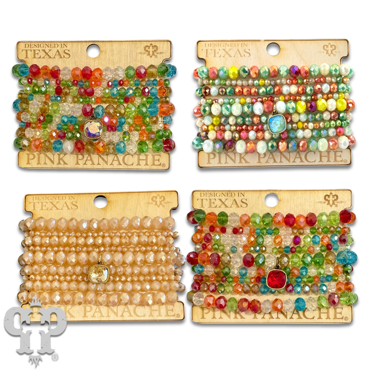 Nine strand faceted bead bracelet set with Austrian crystal - LC