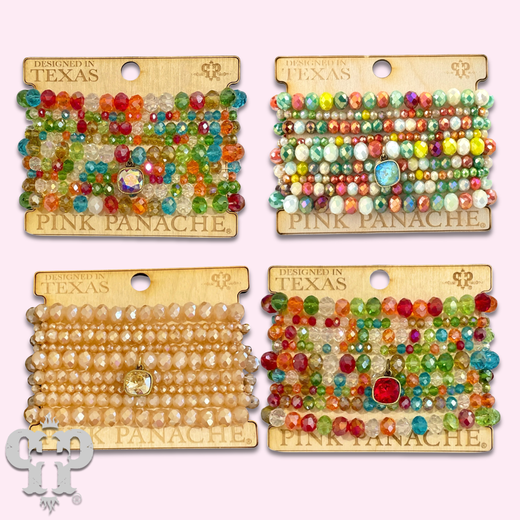 Nine strand faceted bead bracelet set with Austrian crystal - LC