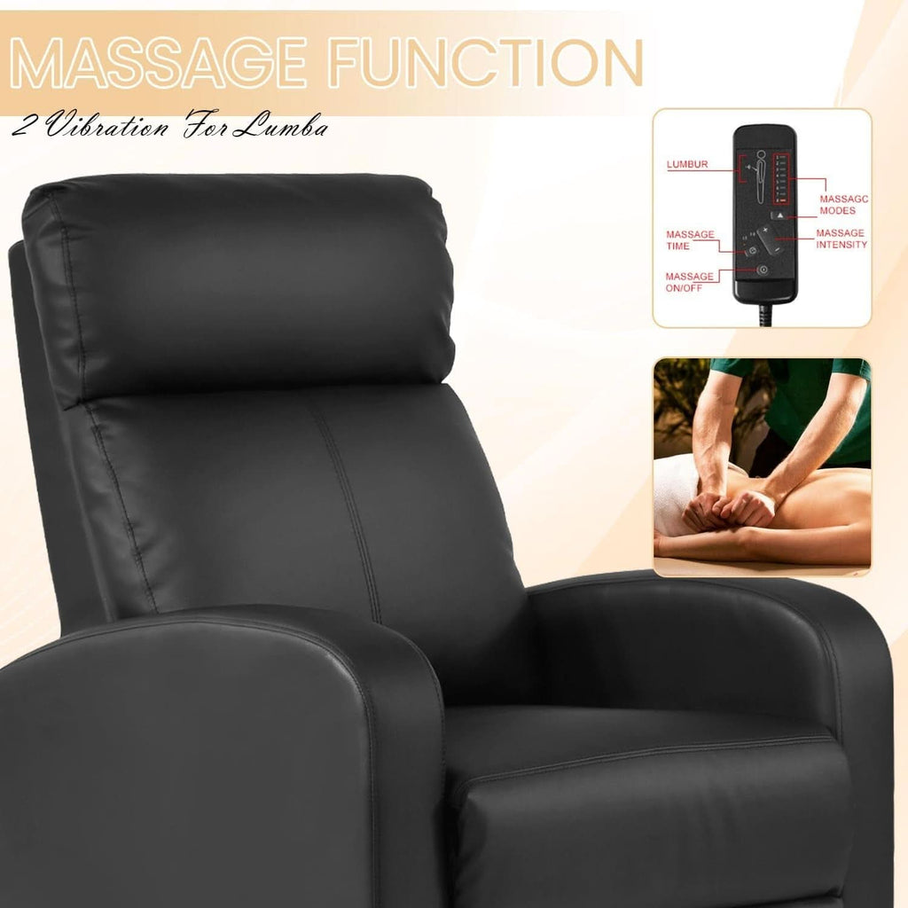 Massage Recliner Chair With Footrest Black PU Leather