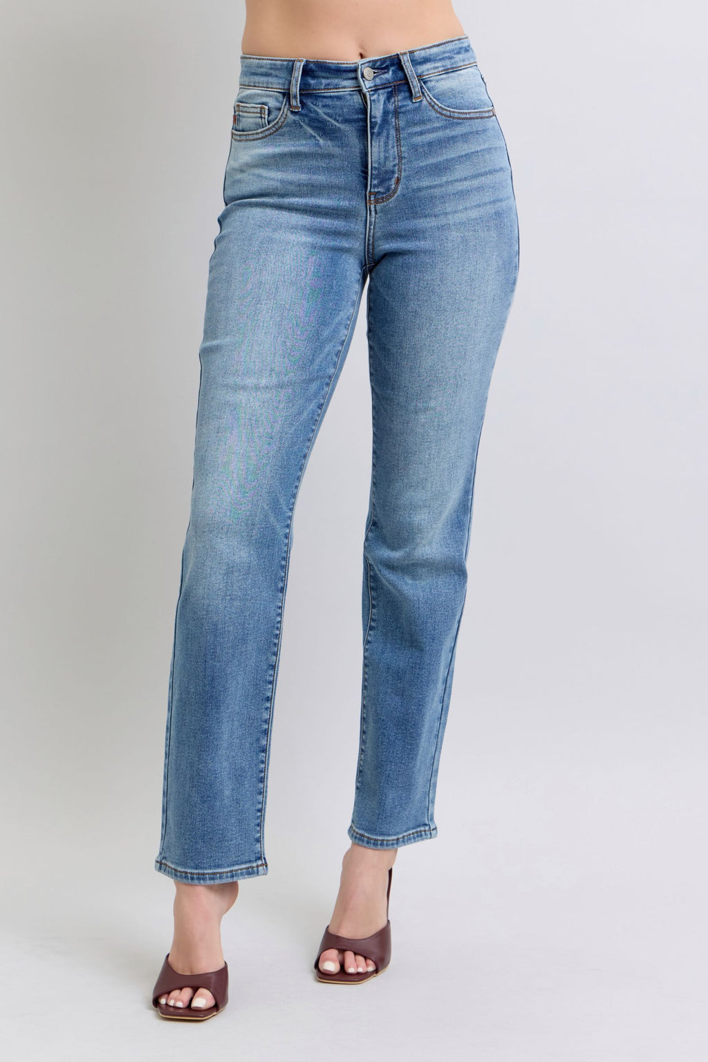 Judy Blue Thermal Straight Jeans With Pockets For Women Full Size Comfort And Warmth