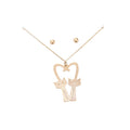Brass Metal Cats Heart Pendant Necklace