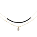 Brass Metal CZ Hamsa Hand Pendant Necklace Cubic Zirconia