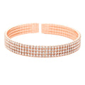Brass Metal Four Rows Rhinestone Cuff Bracelet