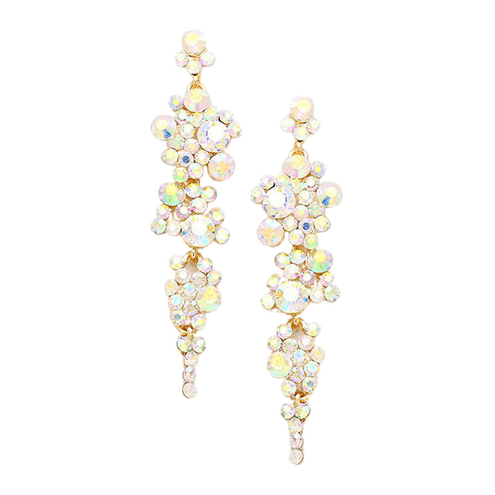 Bubble Stone Cluster Dangle Evening Earrings