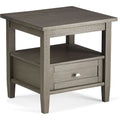 Solid Wood Rectangle End Table With Drawer Farmhouse Grey