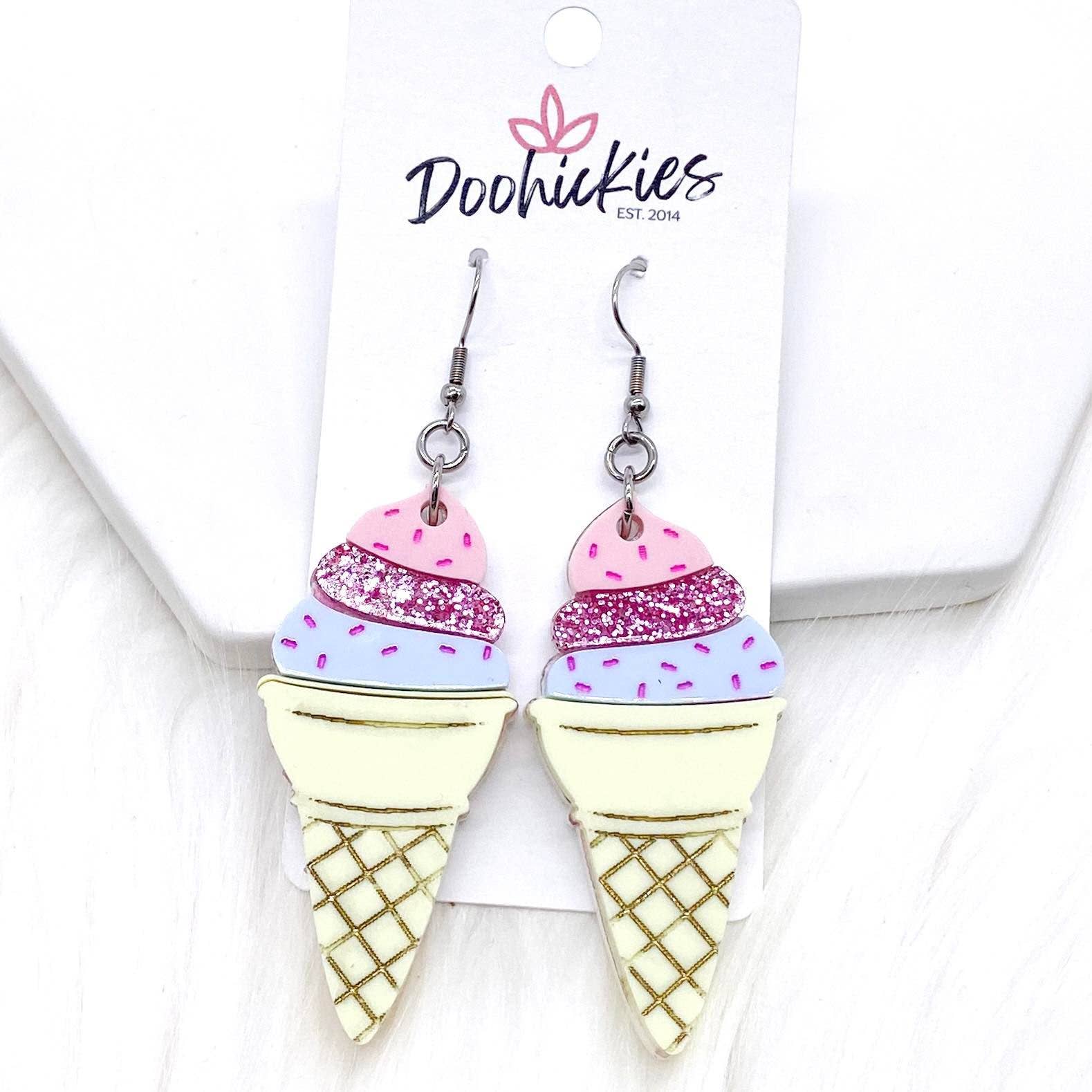 Ice Cream Cone Acrylics -Summer Earrings