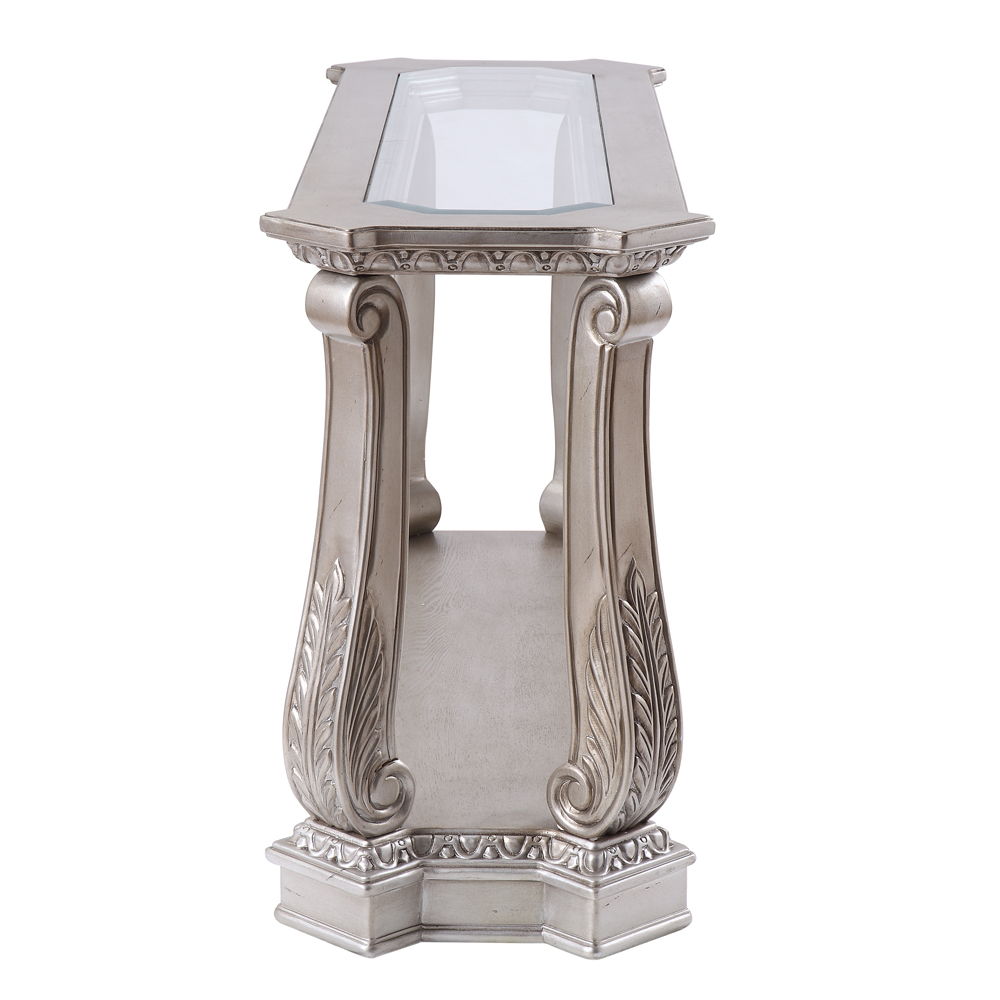 Northville - Sofa Table - Clear Glass & Antique Silver