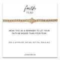 Faith Over Fear Cross Bracelet, 3mm -Gold Beaded