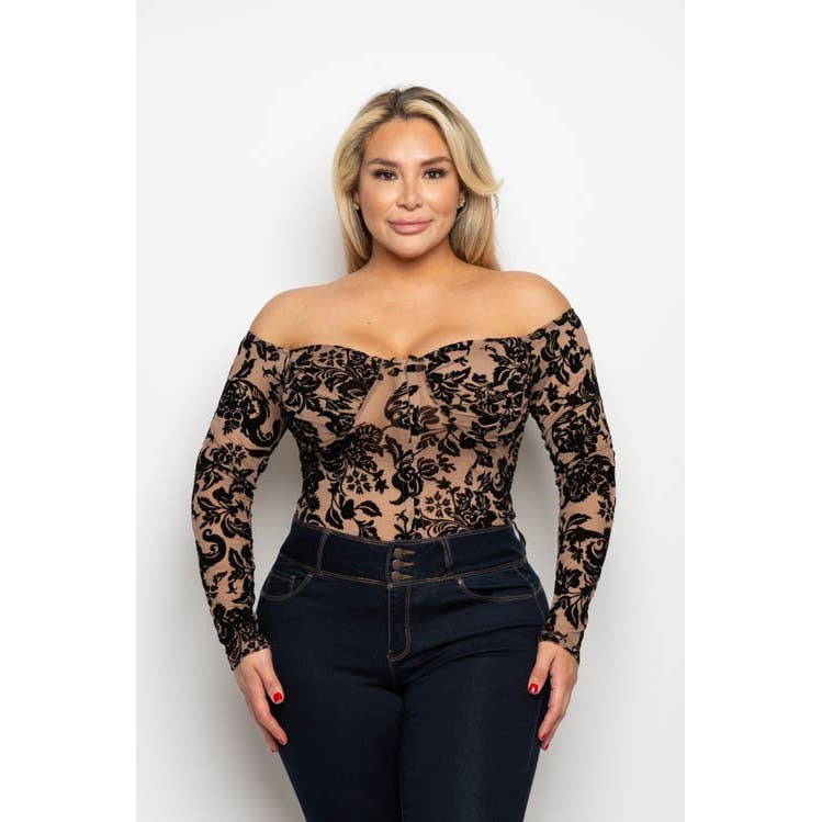 Lace Me Up Mocha Mesh Bodysuit
