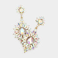 Crystal Rhinestone Flame Evening Earrings