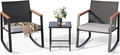 Outdoor Rocking Bistro Set With Cushions And Glass Table
