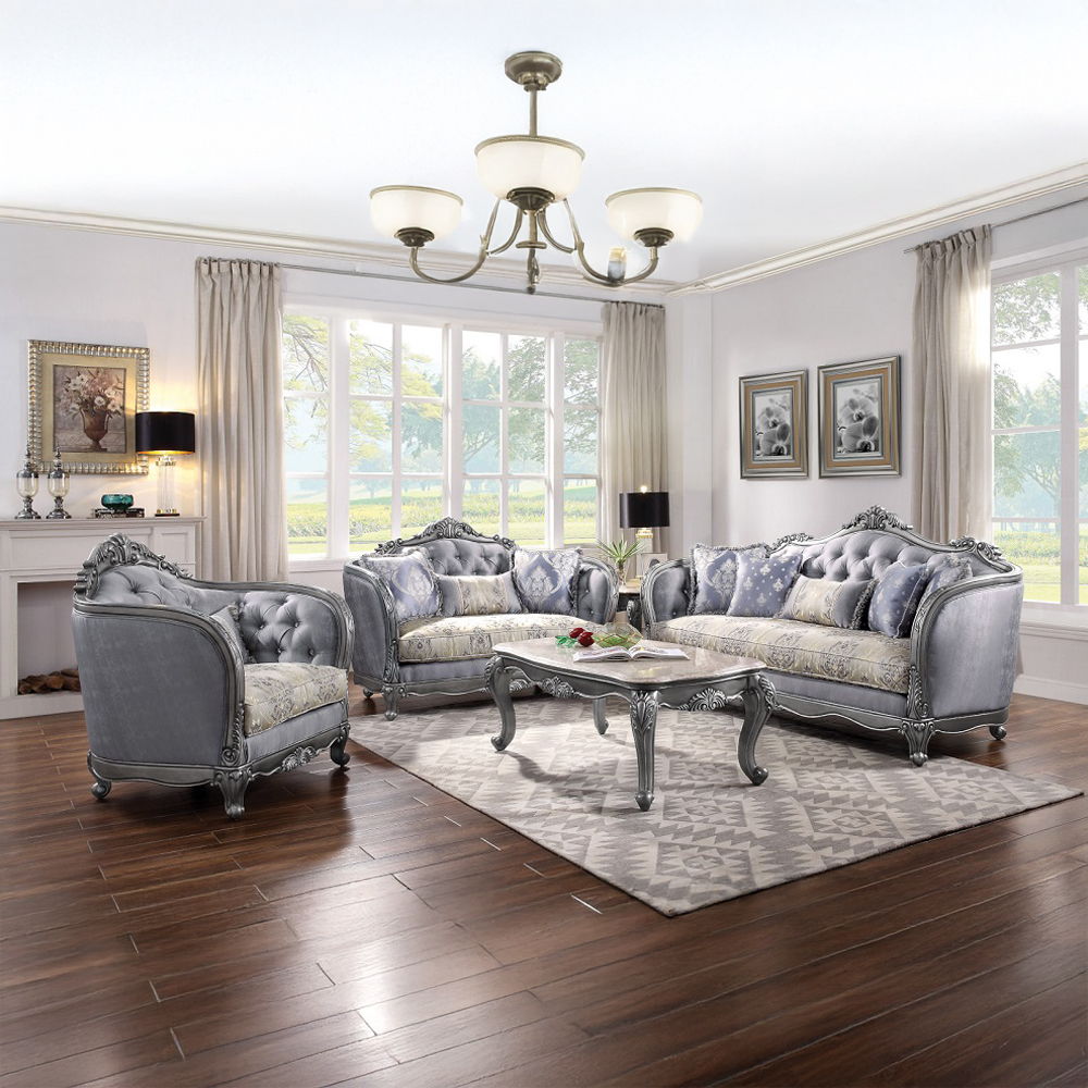 Ariadne - Chair With Pillow - Fabric & Platinum