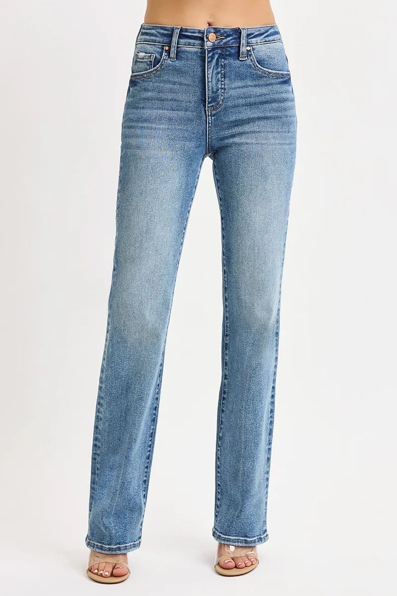 RISEN Full Size Tummy Control High Rise Straight Jeans Plus Size