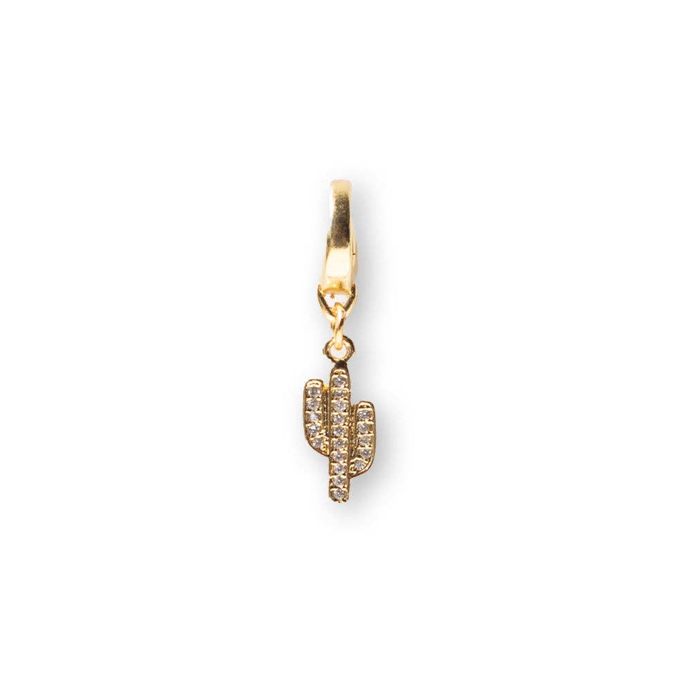 Cactus Charm, CZ, Charm Bar. Bag Charm