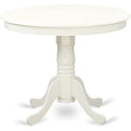 Mid Century Round Solid Wood Dining Table With Linen White Finish