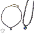 Lavender coinbead necklace with Austrian crystal - LC