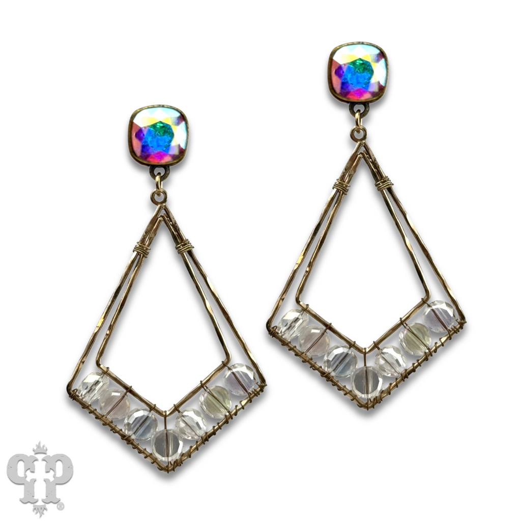 Pointed teardrop earring, Austrian crystal - LC