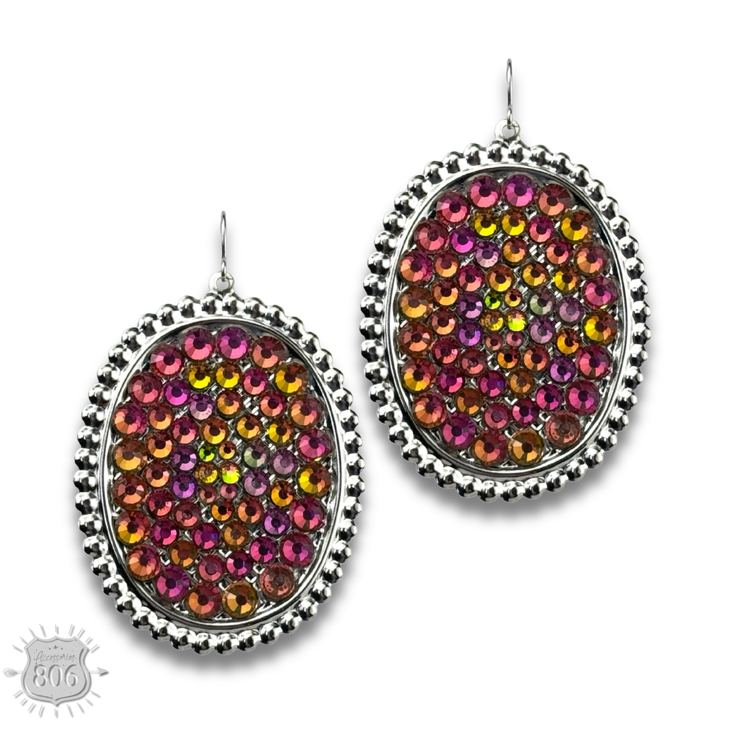 Rhinestone filled oval earring - LC