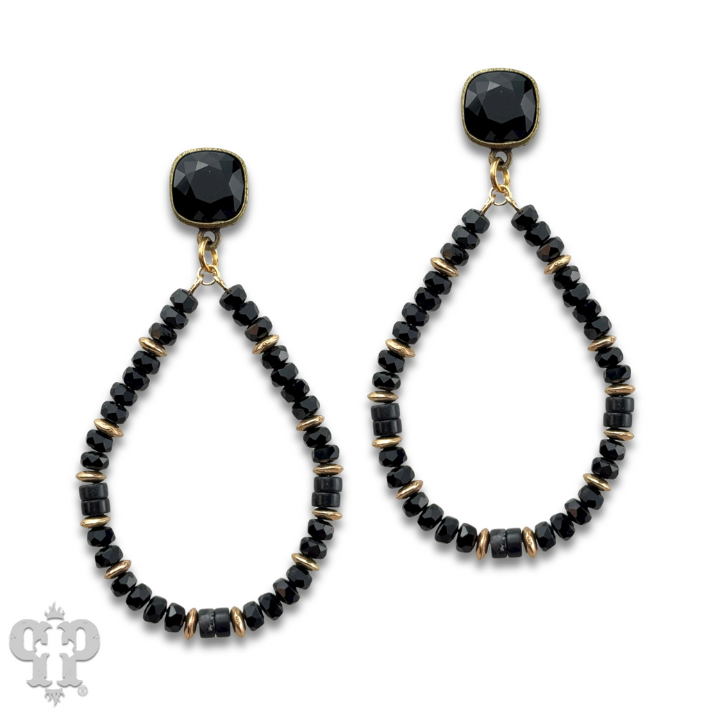 Beaded teardrop and Austrian crystal dangle earring - LC