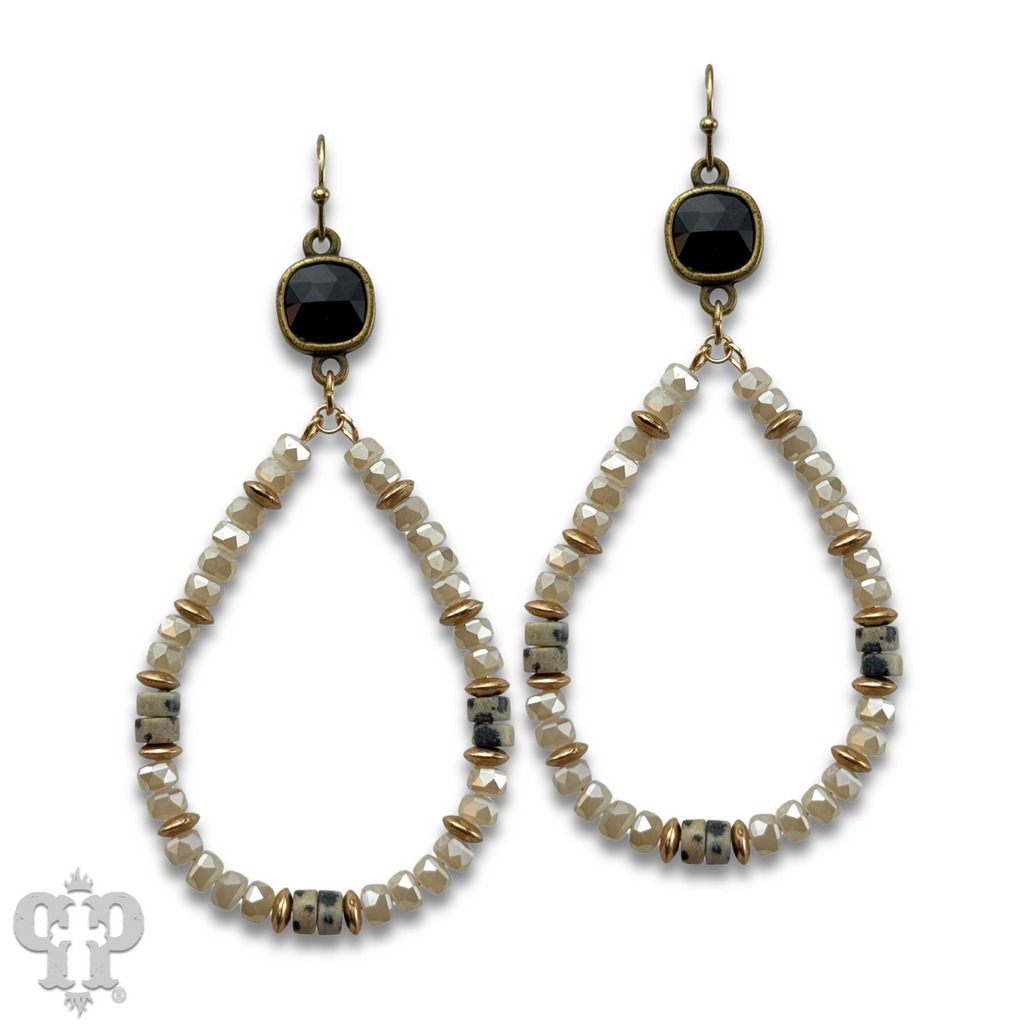 Beaded teardrop and Austrian crystal dangle earring - LC