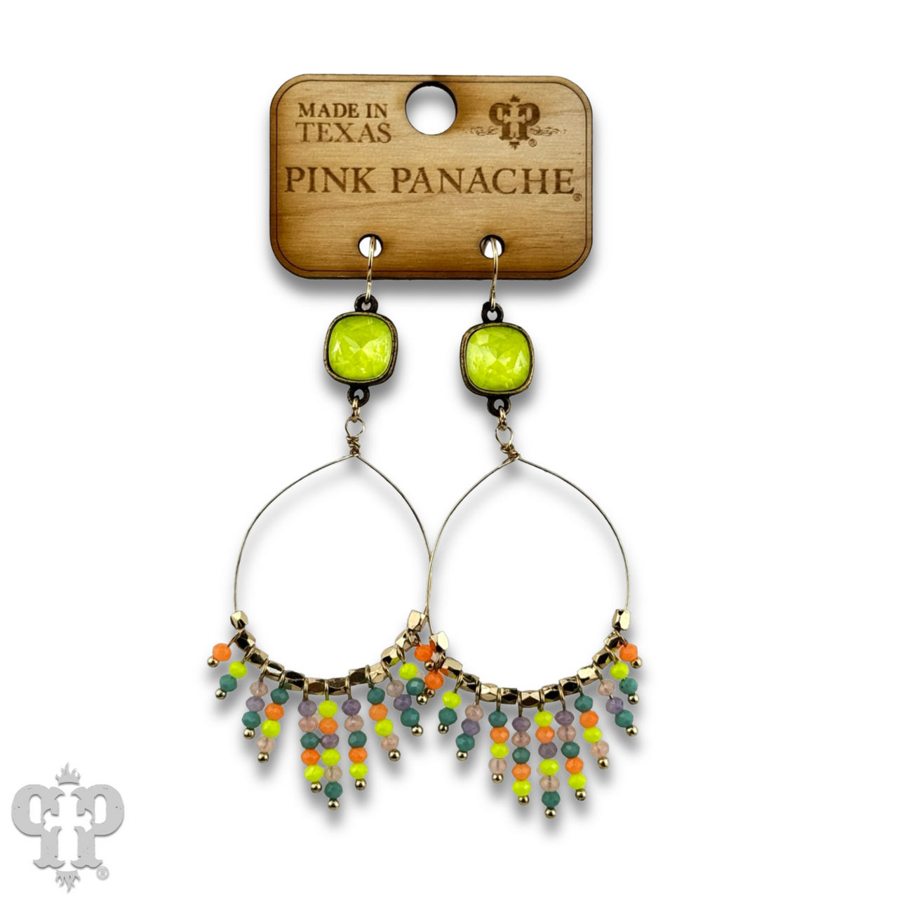 Faceted saucer bead fringe on teardrop earring, Austrian crystal - LC
