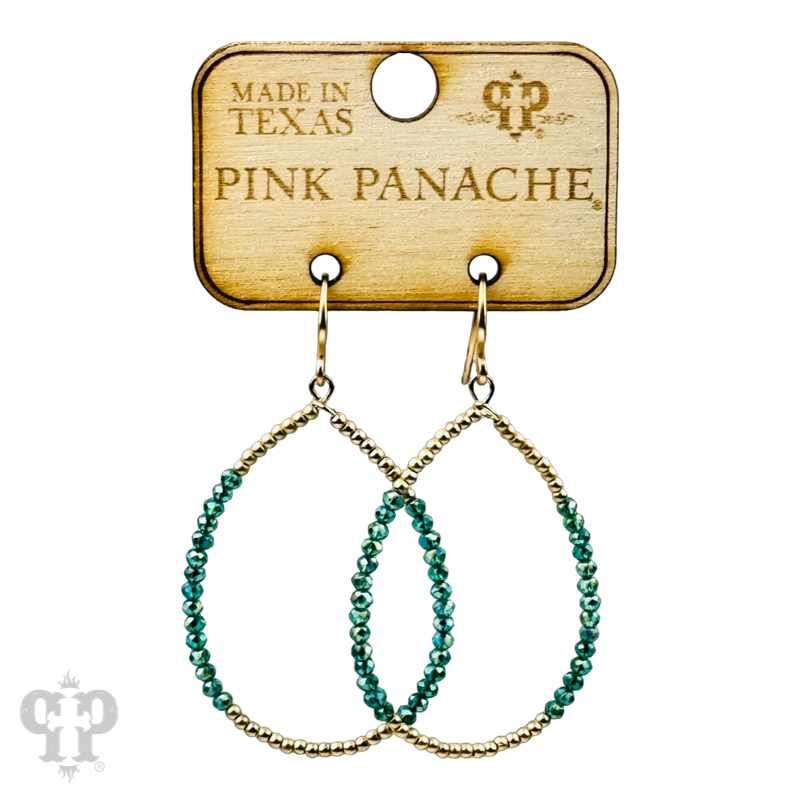 Faceted and round color bead teardrop earrings - LC