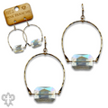 Gold oval and faceted glass bead earring
