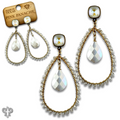 Faceted bead teardrop charm earring with Austrian crystal