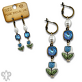Ceramic flower charm earring with Austrian crystal