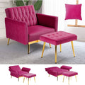 Fuchsia Velvet Adjustable Accent Chair With Three Backrest Angles
