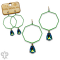 Neon octagon earring with rhinestone teardrop charm