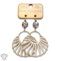 Suede wrapped circle earring with Austrian crystal - LC