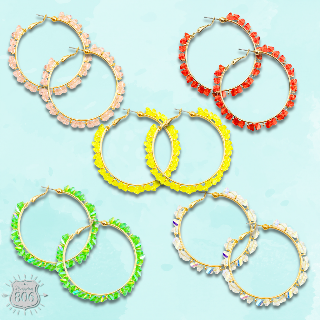 Crystal chip hoop earring, last call