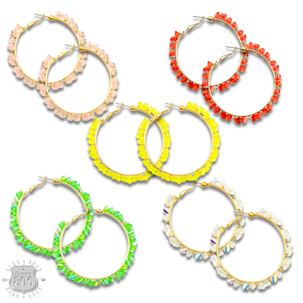 Crystal chip hoop earring, last call