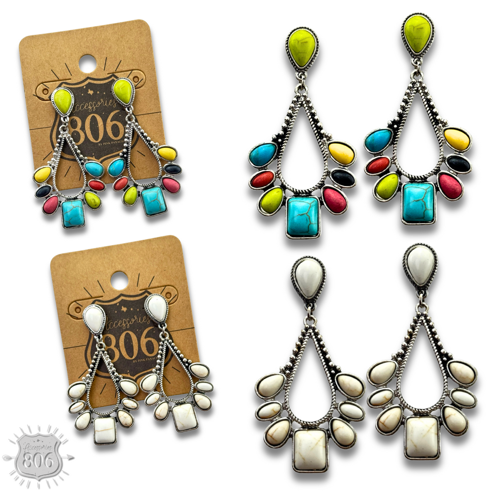 Decorative stone chandelier earring - LC
