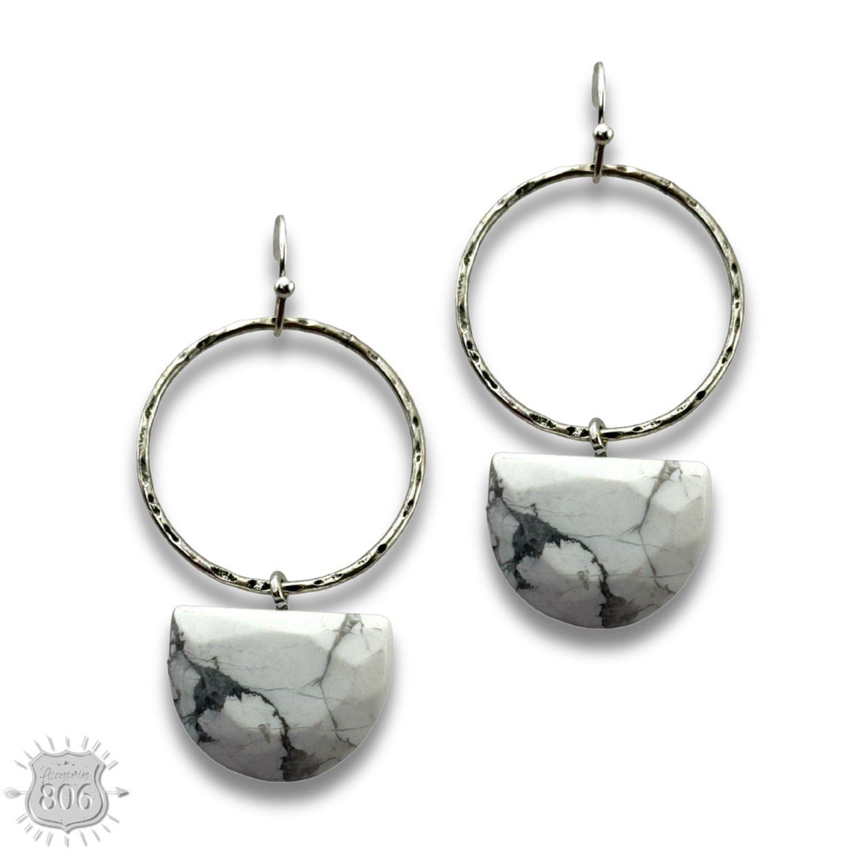 Stone half circle earring, last call
