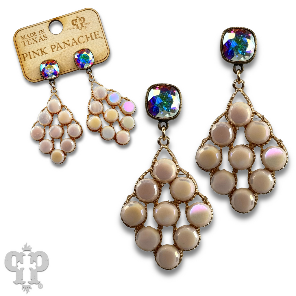 Coin bead diamond shape earring with Austrian crystal