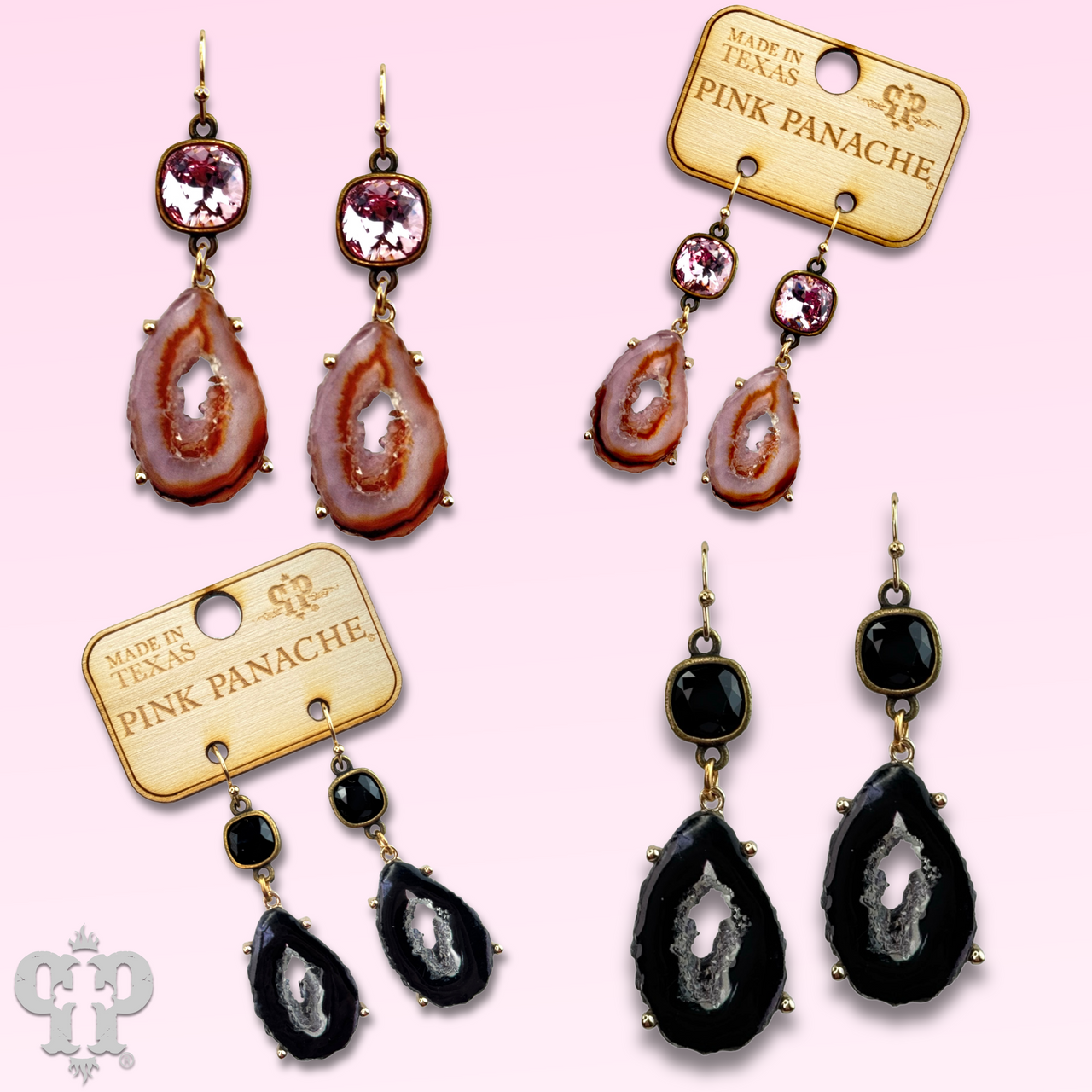 Druzy earring with Austrian crystal - LC