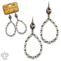 Mixed shape bead teardrop earring with Austrian crystal - LC