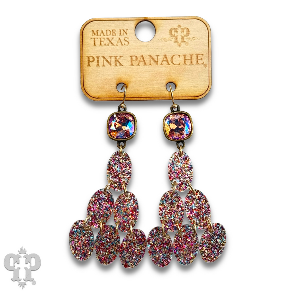 Glitter chandelier oval earring, Austrian crystal - LC