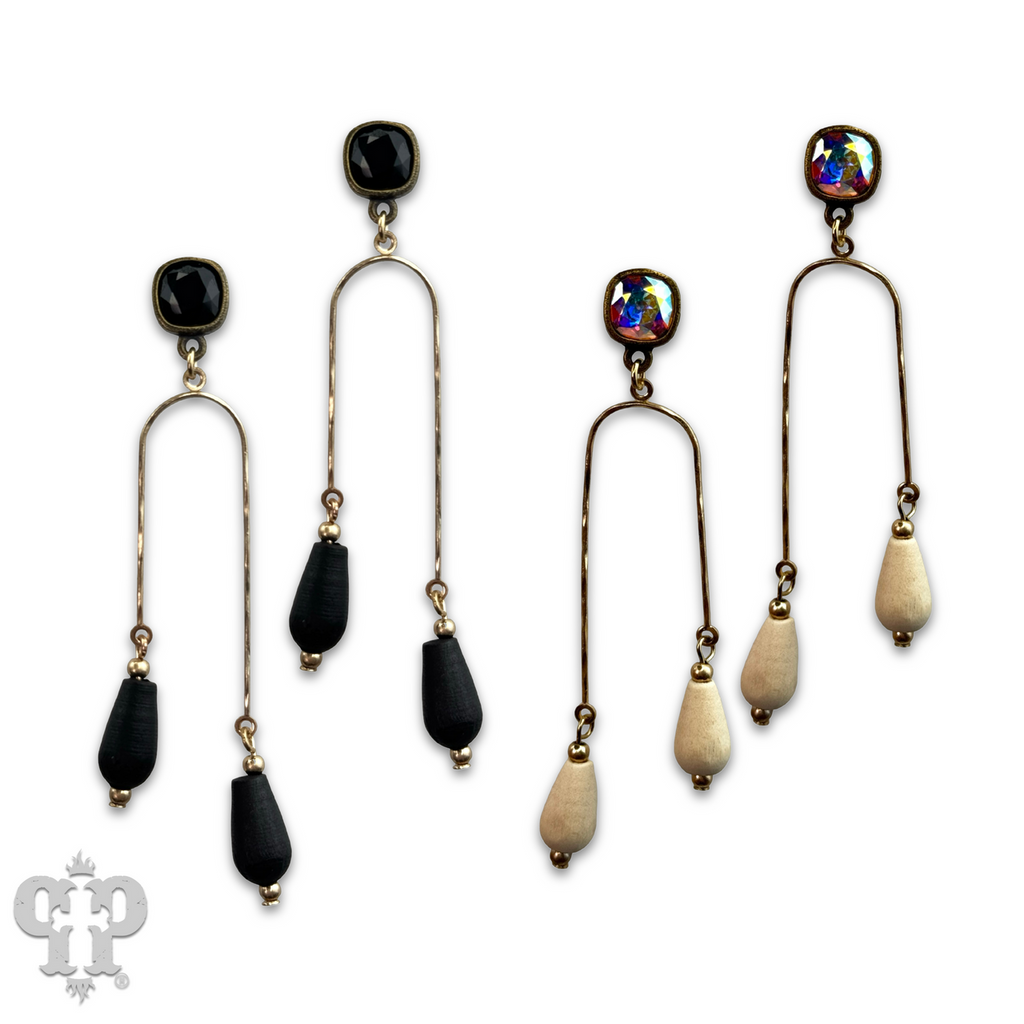 Golden arch earrings with Austrian crystal