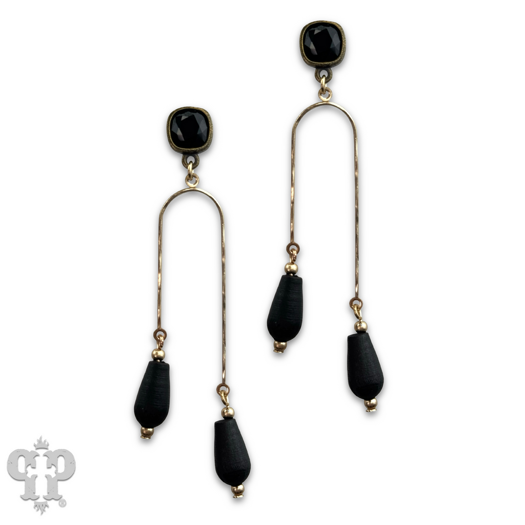 Golden arch earrings with Austrian crystal