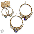 Heart and variety bead charm earring with Austrian crystal