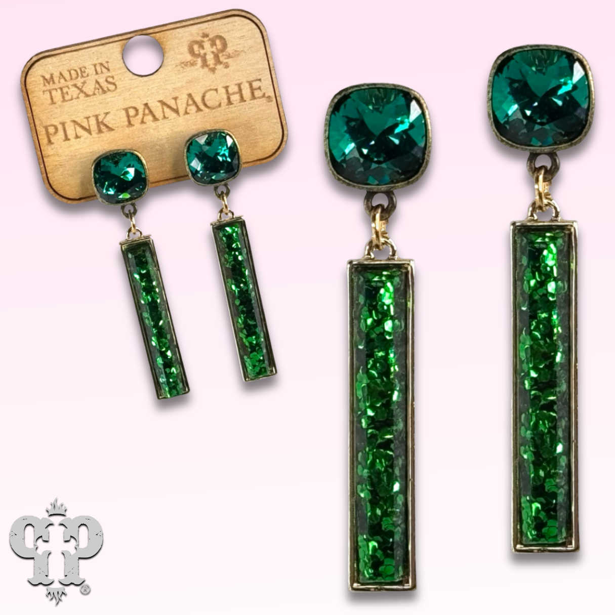 Glitter bar earring with Austrian crystal - LC