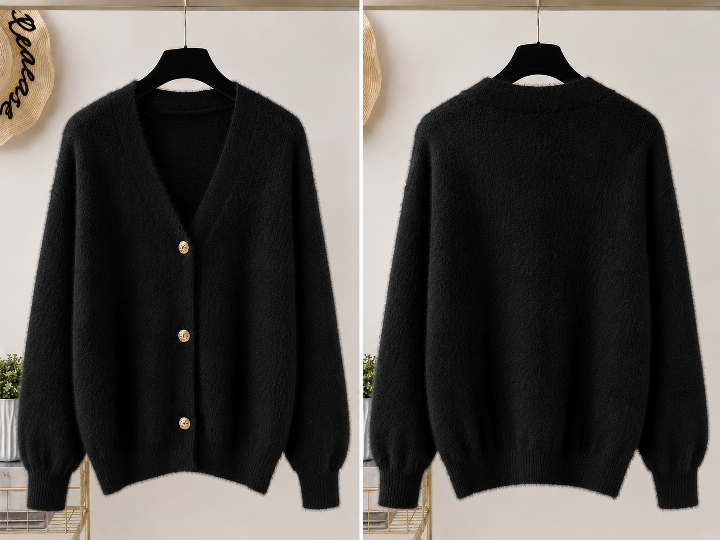 Women's V-Neck Button Front Long Sleeve Knit Cardigan