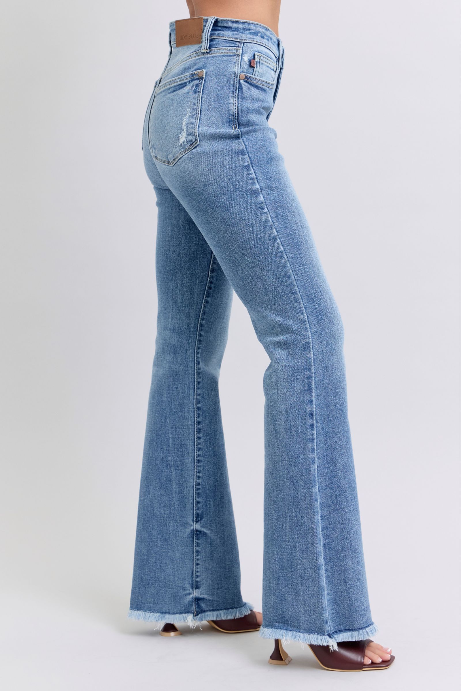Judy Blue Jeans High Rise Bootcut With Raw Hem For Fashion Forward Women Flattering Fit