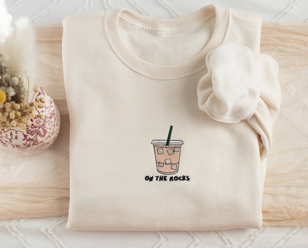 Embroidered On The Rocks Iced Coffee Sweatshirt